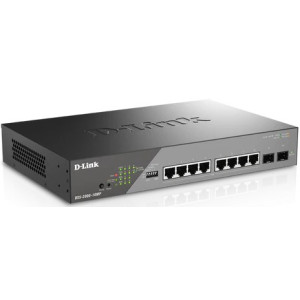 D-Link DSS-200G-10MP 10-Port Gigabit L2 Managed PoE Switch, 8 PoE Gigabit ports and 2 SFP ports, 130W PoE budget